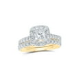 thumbnail image 1 of 14kt Yellow Gold Princess Diamond Halo Bridal Wedding Ring Band Set 1-7/8 Cttw, 1 of 1