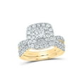 thumbnail image 1 of 14kt Yellow Gold Princess Diamond Halo Bridal Wedding Ring Band Set 2 Cttw, 1 of 1