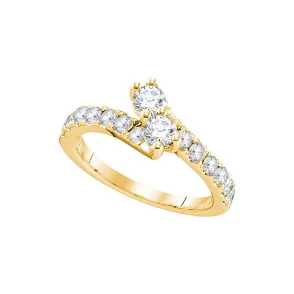 14kt Yellow Gold Round Diamond 2-stone Bridal Wedding Engagement Ring 3/4 Cttw