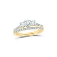 thumbnail image 1 of 14kt Yellow Gold Round Diamond 3-Stone Bridal Wedding Ring Band Set 1 Cttw, 1 of 1
