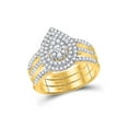 thumbnail image 1 of 14kt Yellow Gold Round Diamond Cluster 3-Piece Bridal Wedding Ring Band Set 3/4 Cttw, 1 of 4