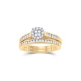 thumbnail image 1 of 14kt Yellow Gold Round Diamond Cluster Bridal Wedding Ring Band Set 1/2 Cttw, 1 of 4