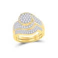 thumbnail image 1 of 14kt Yellow Gold Round Diamond Cluster Bridal Wedding Ring Band Set 1 Cttw, 1 of 5