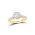 thumbnail image 1 of 14kt Yellow Gold Round Diamond Halo Bridal Wedding Ring Band Set 1 Cttw, 1 of 1