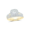 thumbnail image 1 of 14kt Yellow Gold Round Diamond Halo Bridal Wedding Ring Band Set 1 Cttw, 1 of 1