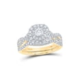 thumbnail image 1 of 14kt Yellow Gold Round Diamond Halo Bridal Wedding Ring Band Set 1 Cttw, 1 of 1