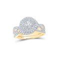 thumbnail image 1 of 14kt Yellow Gold Round Diamond Halo Bridal Wedding Ring Band Set 1 Cttw, 1 of 1