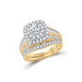 thumbnail image 1 of 14kt Yellow Gold Round Diamond Halo Bridal Wedding Ring Band Set 2 Cttw, 1 of 1