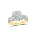 thumbnail image 1 of 14kt Yellow Gold Round Diamond Square Halo Bridal Wedding Ring Band Set 1 Cttw, 1 of 1