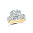 thumbnail image 1 of 14kt Yellow Gold Round Diamond Square Halo Bridal Wedding Ring Band Set 2 Cttw, 1 of 1