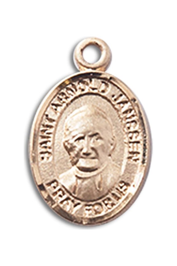 14kt Yellow Gold St. Arnold Janssen Medal 1/2 x 1/4 inches