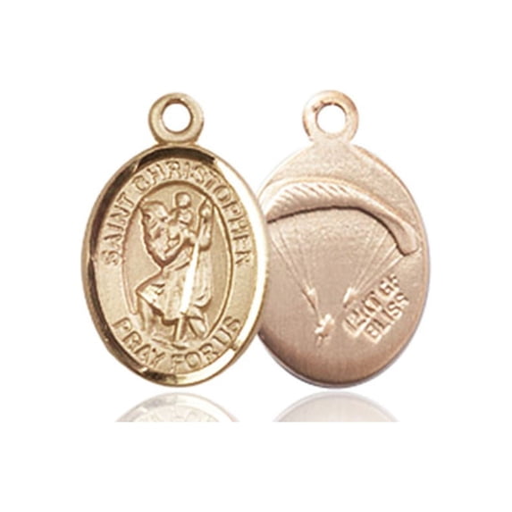 14kt Yellow Gold St. Christopher / Paratrooper Medal 1/2 x 1/4 inches