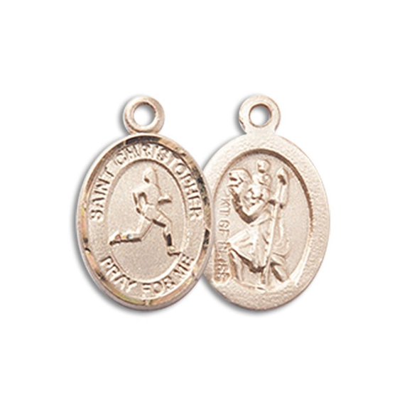 14kt Yellow Gold St. Christopher/Track & Field Medal 1/2 x 1/4 inches