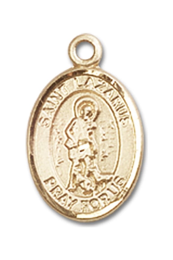 14kt Yellow Gold St. Lazarus Medal 1/2 x 1/4 inches