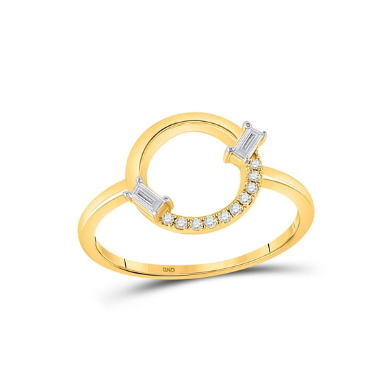 14kt Yellow Gold Womens Baguette Diamond Outline Circle Ring 1/8 Cttw