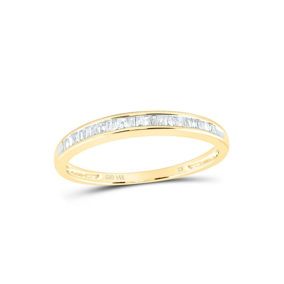 14kt Yellow Gold Womens Baguette Diamond Wedding Anniversary Band Ring 1/6 Cttw