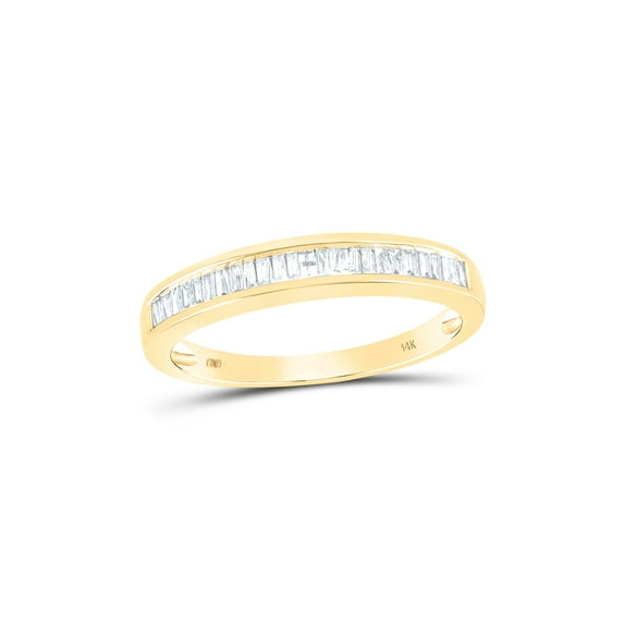 14kt Yellow Gold Womens Baguette Diamond Wedding Band 1/4 Cttw