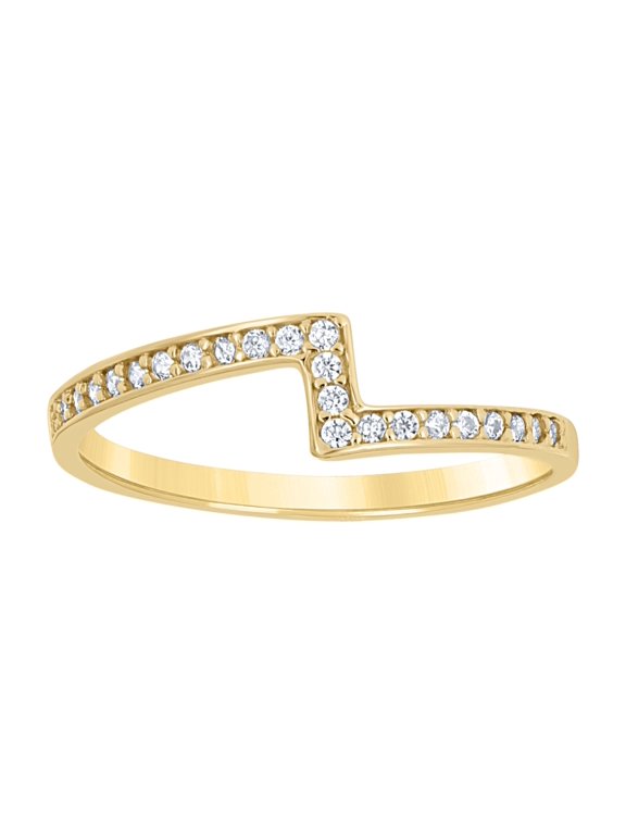 14kt Yellow Gold Womens Cubic-Zirconia Lightning Bolt Fashion Bridal Anniversary Engagement Wedding Ring, Womens Size: 7