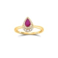 thumbnail image 1 of 14kt Yellow Gold Womens Pear Ruby Diamond Halo Solitaire Ring 3/4 Cttw, 1 of 4
