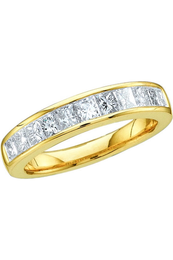 14kt Yellow Gold Womens Princess Channel-set Diamond 3mm Single Row Wedding Band 1/2 Cttw