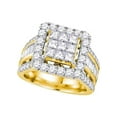 thumbnail image 1 of 14kt Yellow Gold Womens Princess Diamond Cluster Bridal Wedding Engagement Ring 3.00 Cttw, 1 of 1