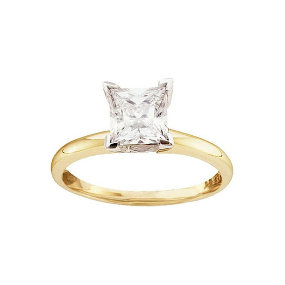 14kt Yellow Gold Womens Princess Diamond Solitaire Bridal Wedding Engagement Ring 1/6 Cttw