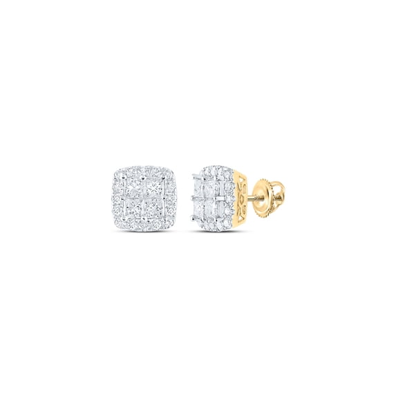 14kt Yellow Gold Womens Princess Diamond Square Earrings 2-7/8 Cttw