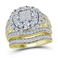 thumbnail image 1 of 14kt Yellow Gold Womens Princess Round Diamond Soleil Bridal Wedding Engagement Ring Band Set 2-1/2 Cttw, 1 of 2