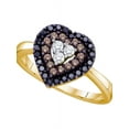 thumbnail image 1 of 14kt Yellow Gold Womens Round Black Color Enhanced Diamond Heart Love Ring 1/2 Cttw, 1 of 1