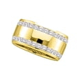 thumbnail image 1 of 14kt Yellow Gold Womens Round Channel-set Diamond Double Row Wedding Band 1 Cttw, 1 of 1