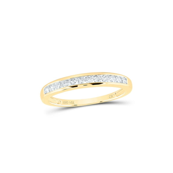 14kt Yellow Gold Womens Round Channel-set Diamond Single Row Wedding Band 1/4 Cttw