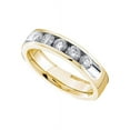 thumbnail image 1 of 14kt Yellow Gold Womens Round Channel-set Diamond Single Row Wedding Band 3/4, 1 of 1