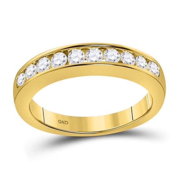 14kt Yellow Gold Womens Round Channel-set Diamond Wedding Band 1/2 Cttw - Size 8