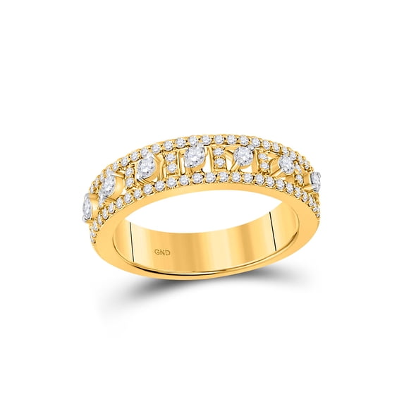 14kt Yellow Gold Womens Round Diamond Anniversary Band Ring 5/8 Cttw