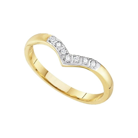 14kt Yellow Gold Womens Round Diamond Chevron Band Ring 1/20 Cttw