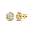 thumbnail image 1 of 14kt Yellow Gold Womens Round Diamond Circle Cluster Earrings 1/2 Cttw, 1 of 1
