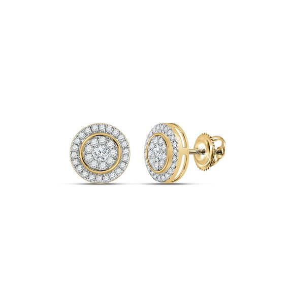 14kt Yellow Gold Womens Round Diamond Cluster Earrings 1/2 Cttw