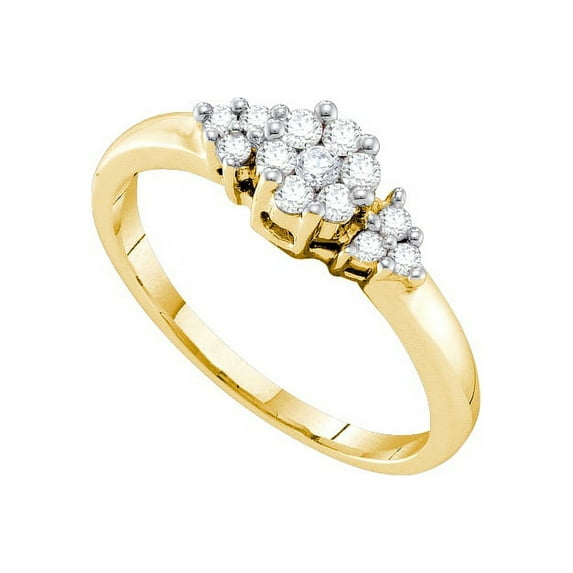 14kt Yellow Gold Womens Round Diamond Cluster Fashion Ring 1/4 Cttw