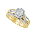 thumbnail image 1 of 14kt Yellow Gold Womens Round Diamond Cluster Halo Bridal Wedding Engagement Ring Band Set 5/8 Cttw, 1 of 1