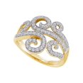 thumbnail image 1 of 14kt Yellow Gold Womens Round Diamond Curled Swirl Fashion Band Ring 1/2 Cttw, 1 of 1