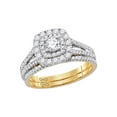 thumbnail image 1 of 14kt Yellow Gold Womens Round Diamond Double Halo Bridal Wedding Engagement Ring Band Set 1.00 Cttw, 1 of 1
