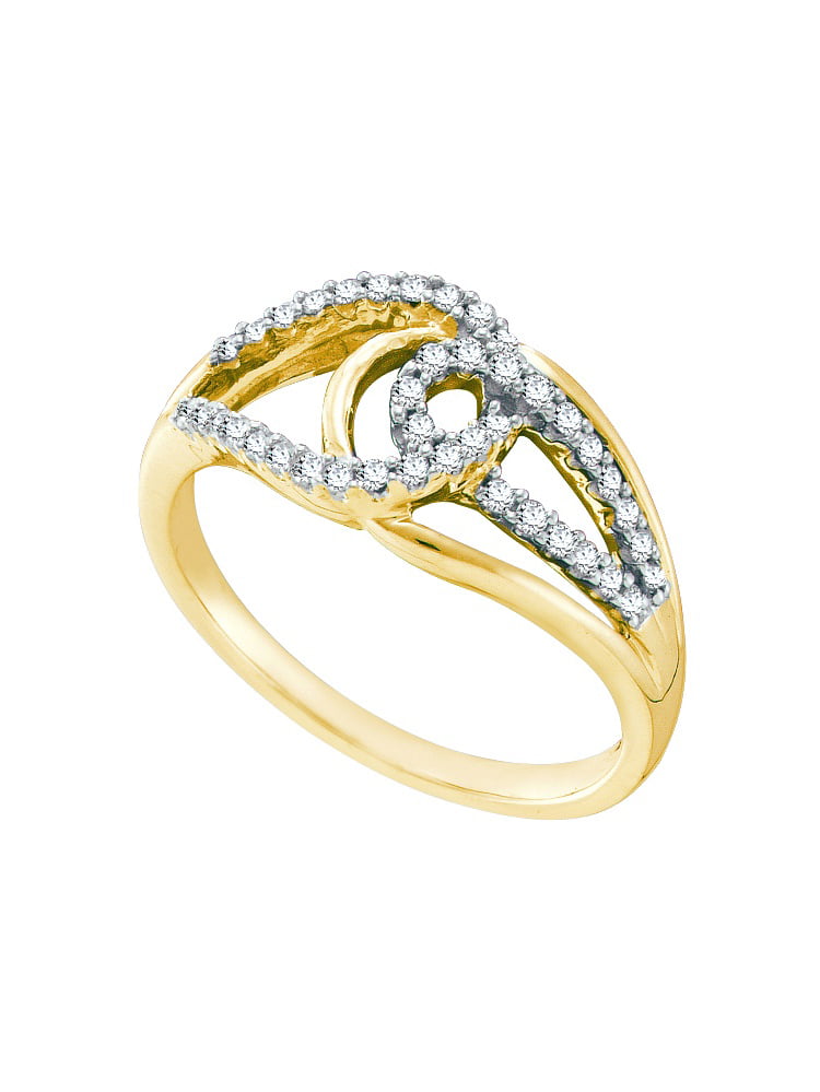 14kt Yellow Gold Womens Round Diamond Double Knot Woven Ring Band (.25 ...