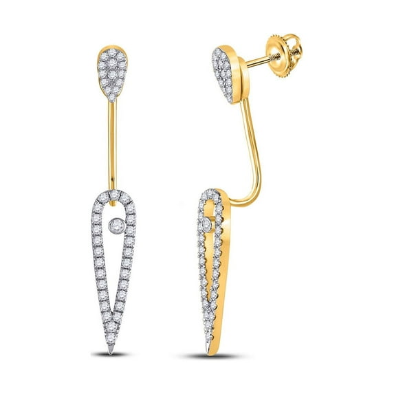 14kt Yellow Gold Womens Round Diamond Fashion Earrings 1/2 Cttw