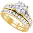 thumbnail image 1 of 14kt Yellow Gold Womens Round Diamond Flower Cluster Bridal Wedding Engagement Ring Band Set 1/2 Cttw 92718, 1 of 1