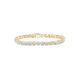 thumbnail image 1 of 14kt Yellow Gold Womens Round Diamond Flower Cluster Tennis Bracelet 3 Cttw, 1 of 1