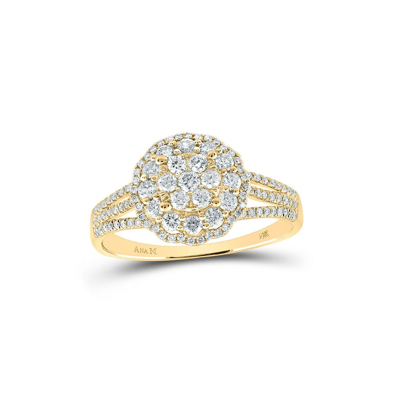 14kt Yellow Gold Womens Round Diamond Halo Flower Cluster Ring 7 8