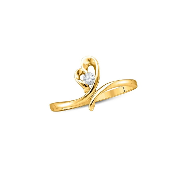 14kt Yellow Gold Womens Round Diamond Heart Promise Ring 1/20 Cttw ...