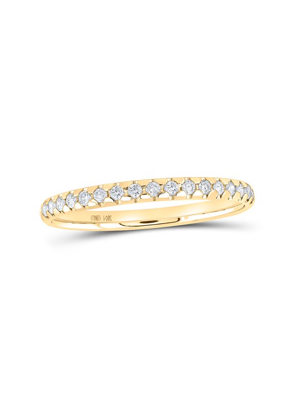 14kt Yellow Gold Womens Round Diamond Machine Set Band Ring 1/6 Cttw