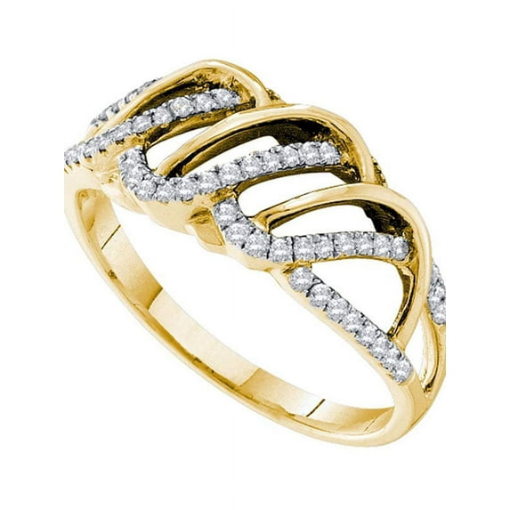 14kt Yellow Gold Womens Round Diamond Openwork Stripe Band Ring 1/4 Cttw