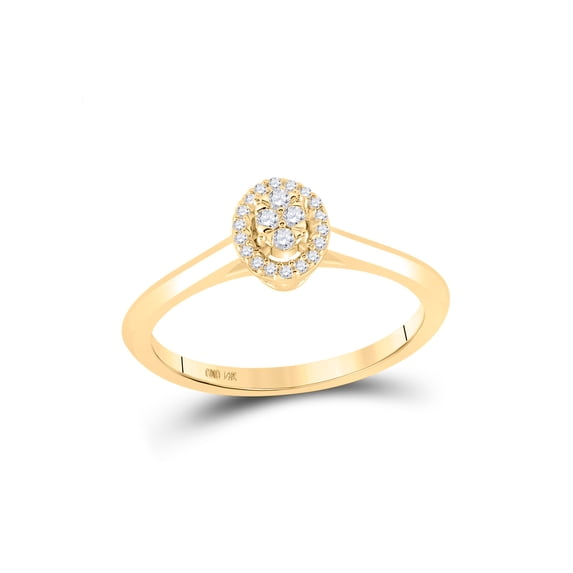 14kt Yellow Gold Womens Round Diamond Oval Fashion Ring 1/10 Cttw